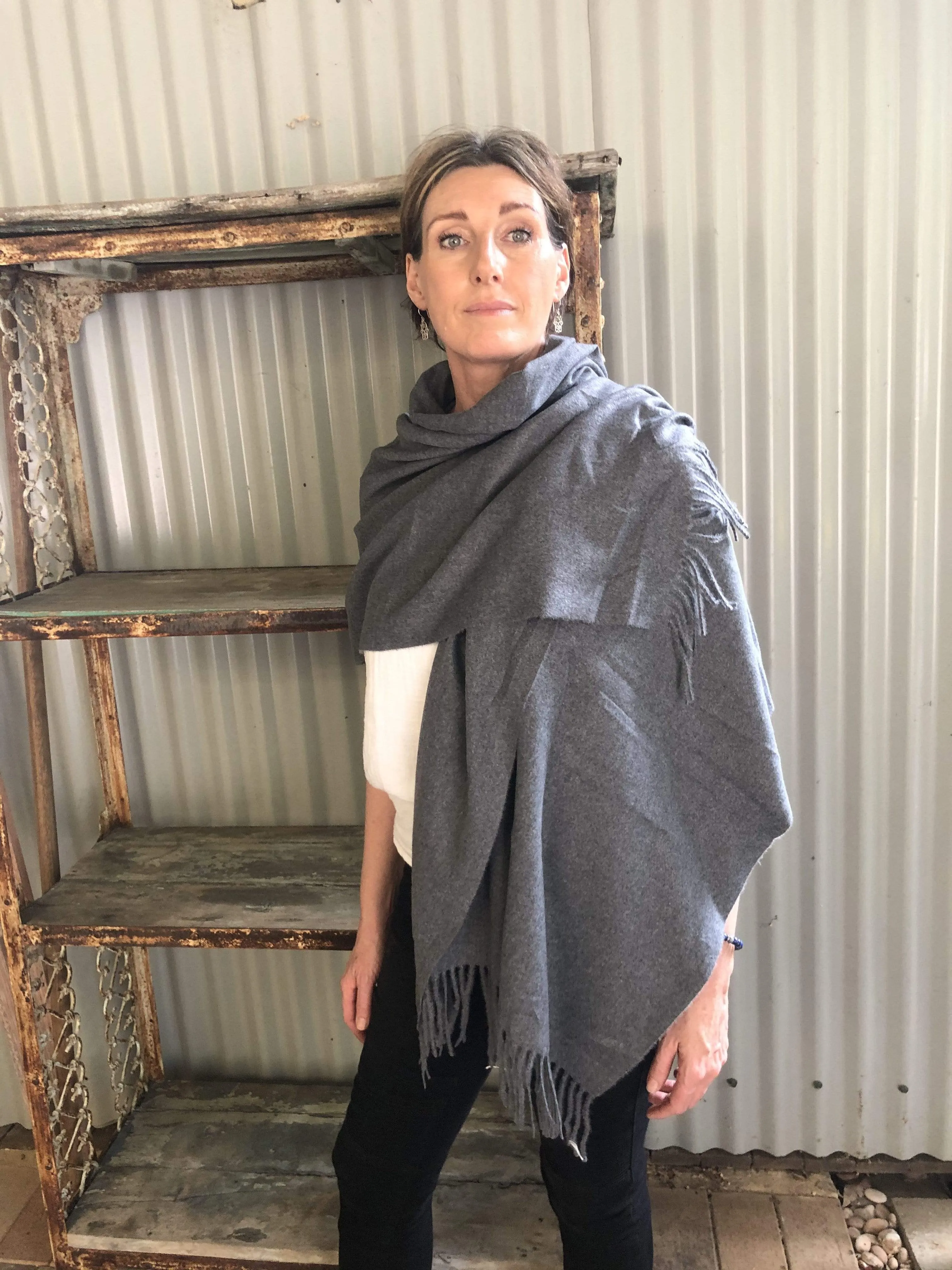 Mid Grey Luxury Pashmina Shawl