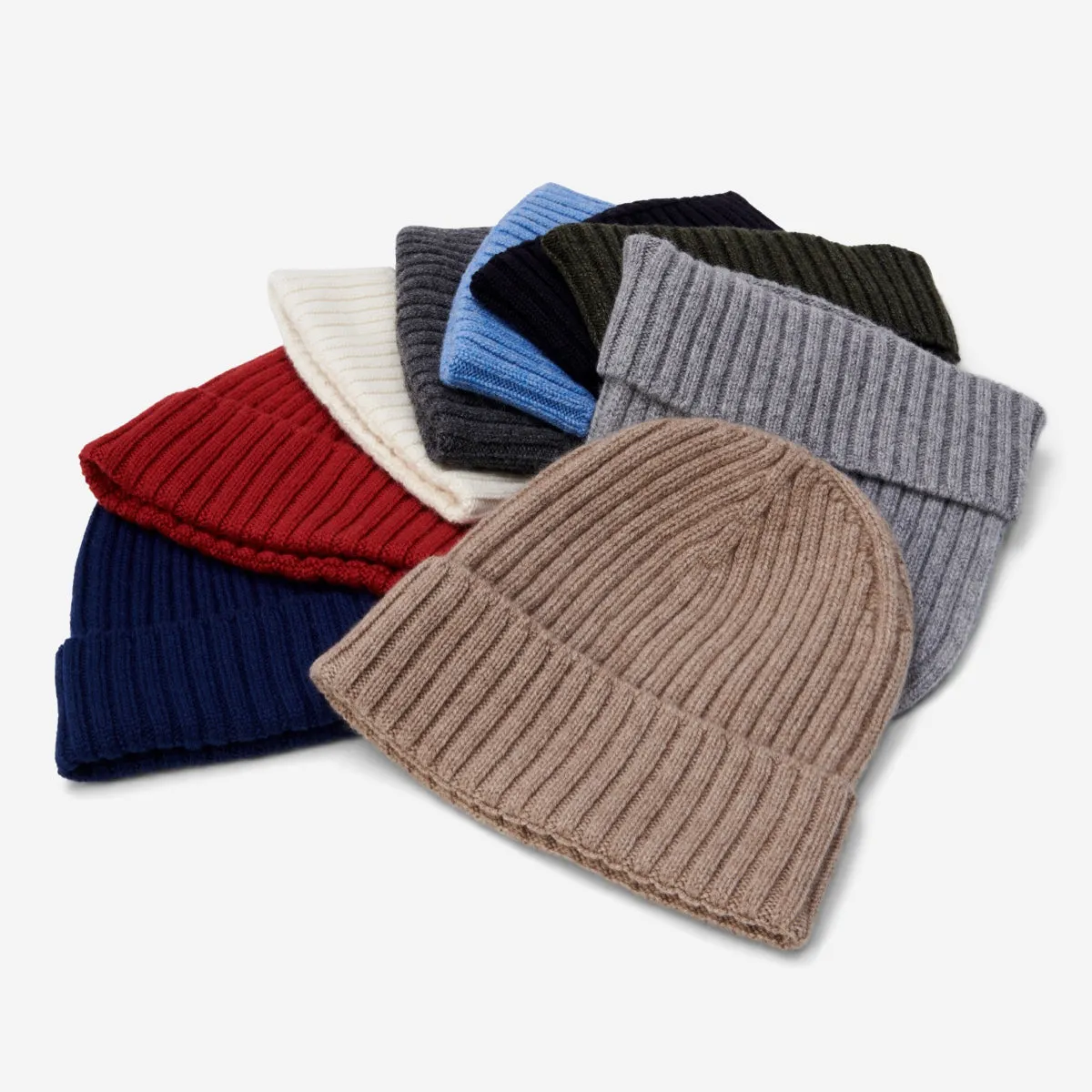 Milano (light grey) - 100% cashmere ribbed beanie (unisex)