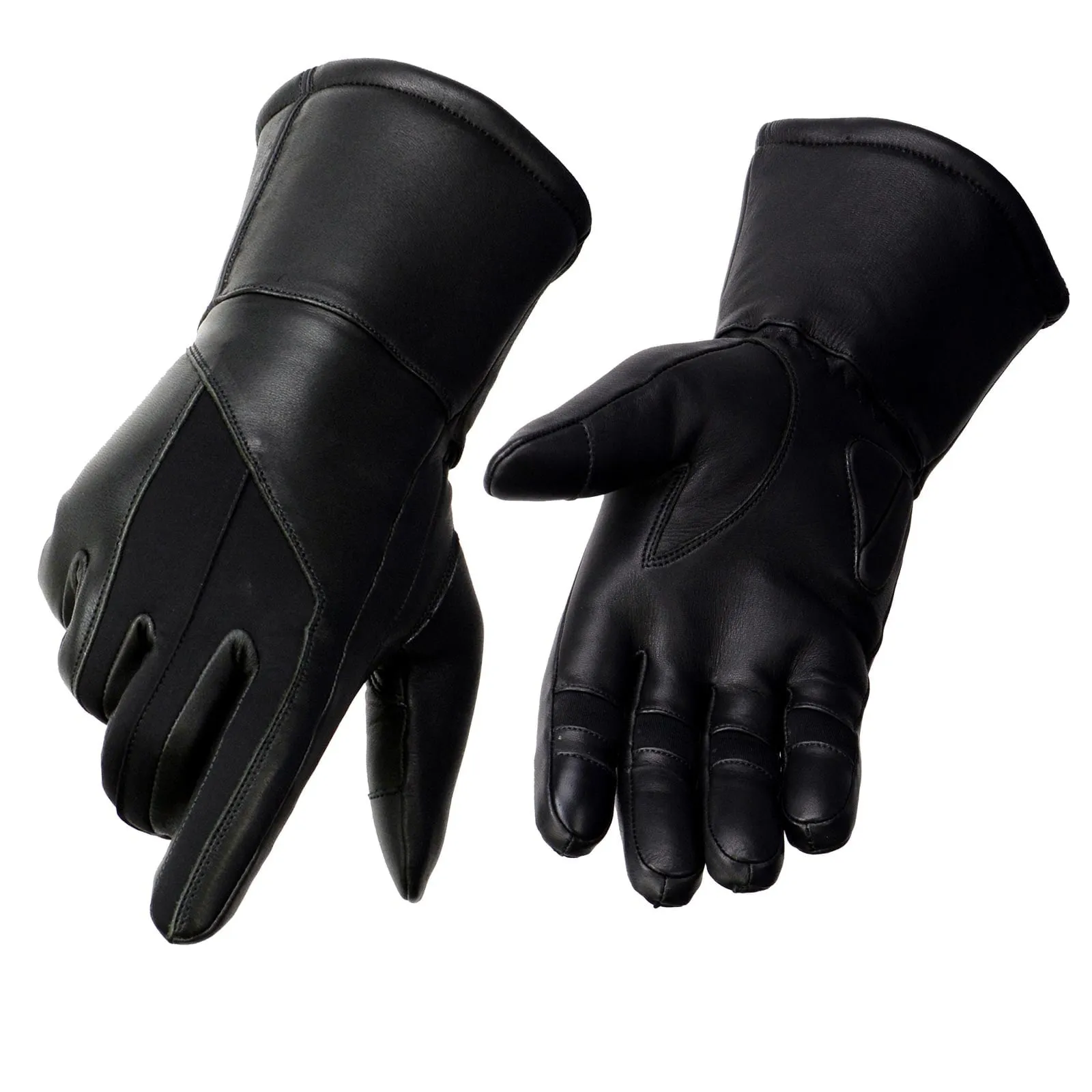 Milwaukee Leather MG7701 Women's Leather Biker Insulated Gauntlet Gloves w/ i-Touch and Wiper Blade - w/ Reflective Piping