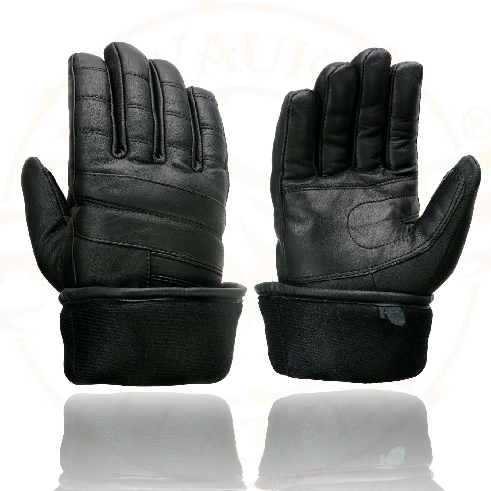 Milwaukee Leather SH230 Men's Black Leather Warm Lining Gauntlet Motorcycle Hand Gloves W/ ‘Rain Mitten and Pull-on Closure’