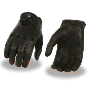 Milwaukee Leather SH729 Men's Black Unlined Leather Pro Driving Gloves