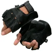 Milwaukee Leather SH851 Men's Black Leather Gel Padded Palm Fingerless Motorcycle Hand Gloves Made W/ ‘Genuine USA Deerskin’