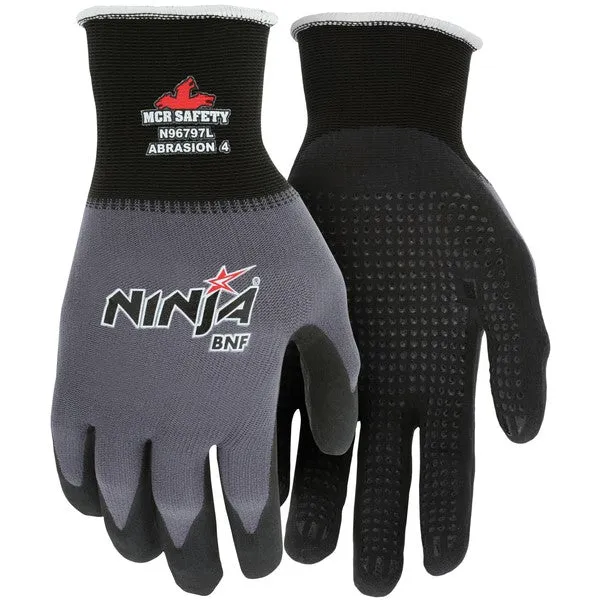 N96797XS MCR Safety Ninja Gloves, X-Small, Nylon, Black, Knit Wrist Cuff