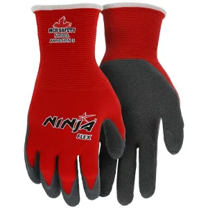 N9680L MCR Safety Ninja Gloves, Large, Nylon, Red/Gray, Knit Wrist Cuff