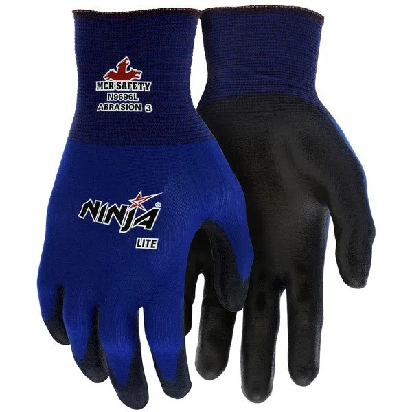 N9696XL MCR Safety Ninja Gloves, X-Large, Nylon, Black, Knit Wrist Cuff