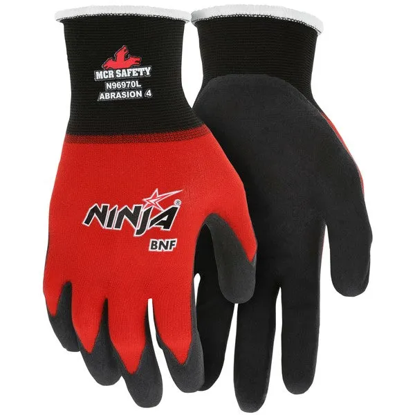 N96970XXL MCR Safety Ninja Gloves, 2X-Large, Nylon, Black, Knit Wrist Cuff