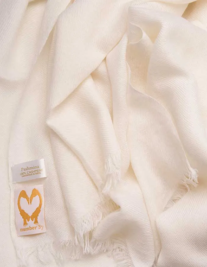 Natural White Cashmere Scarf