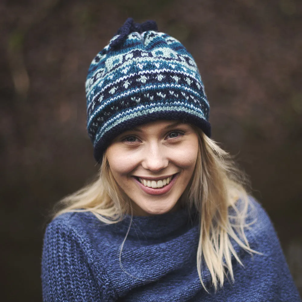 nordic stripe convertible wool snood / hat