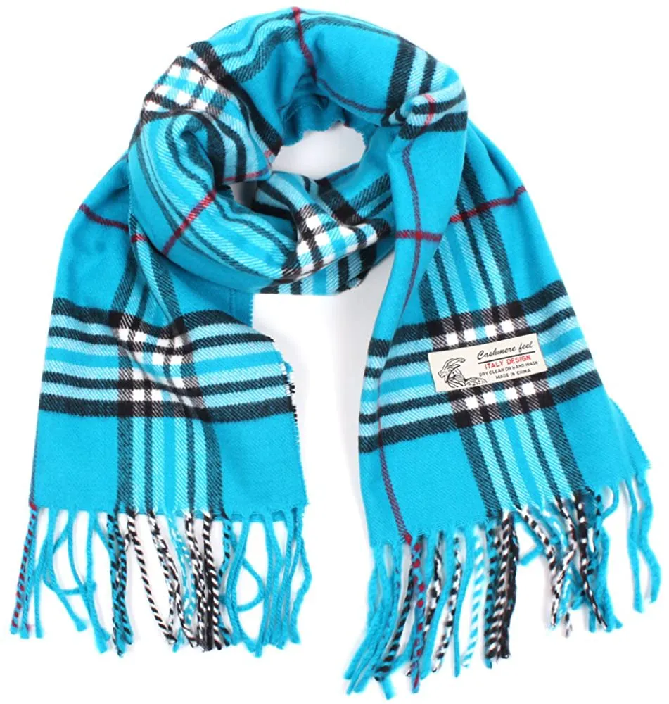 Plaid Cashmere Feel Classic Soft Luxurious Winter Scarf for Men Women