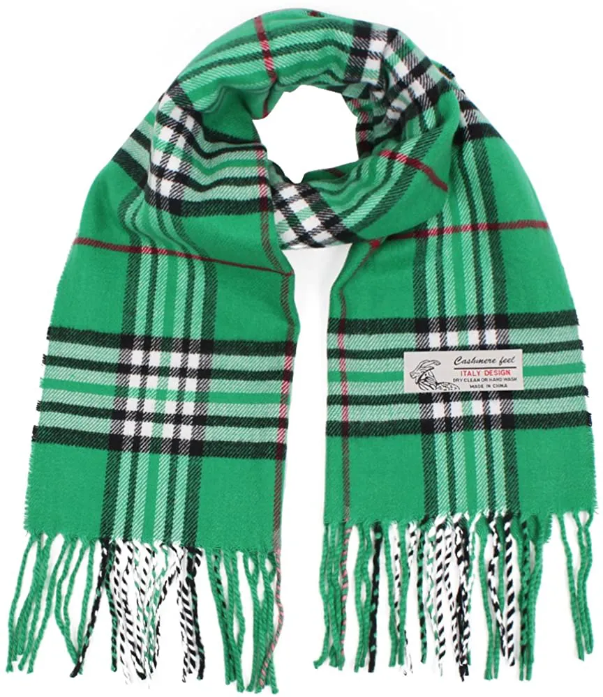 Plaid Cashmere Feel Classic Soft Luxurious Winter Scarf for Men Women