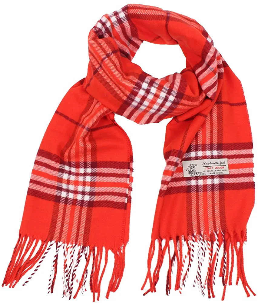 Plaid Cashmere Feel Classic Soft Luxurious Winter Scarf for Men Women