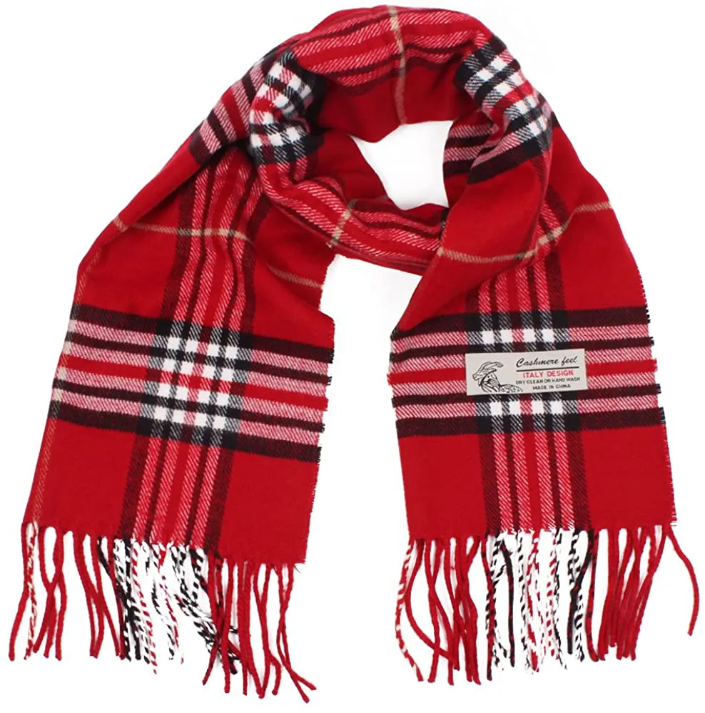 Plaid Cashmere Feel Classic Soft Luxurious Winter Scarf for Men Women