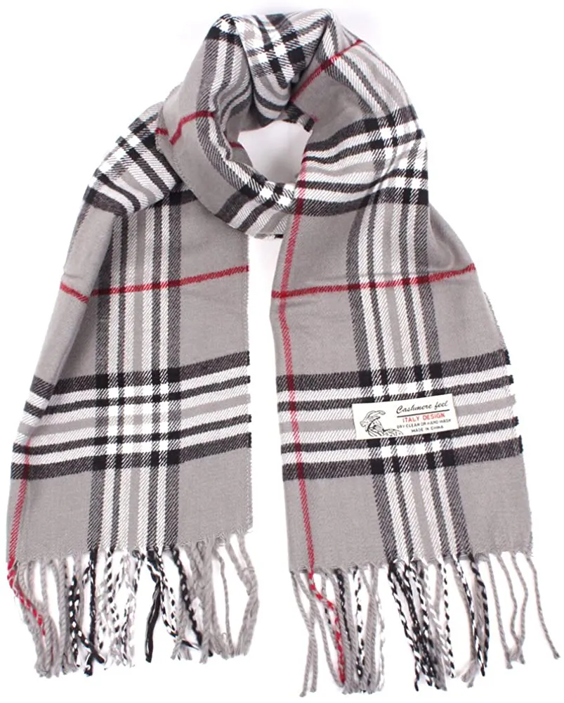 Plaid Cashmere Feel Classic Soft Luxurious Winter Scarf for Men Women