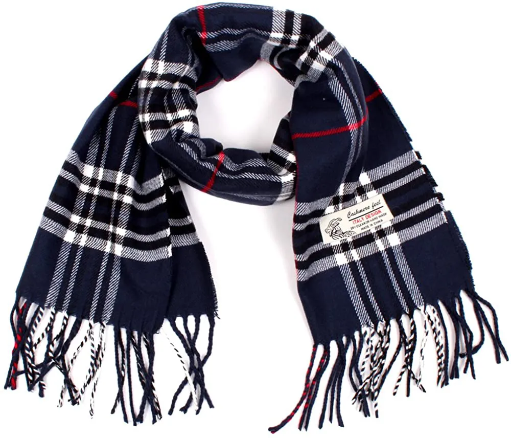 Plaid Cashmere Feel Classic Soft Luxurious Winter Scarf for Men Women