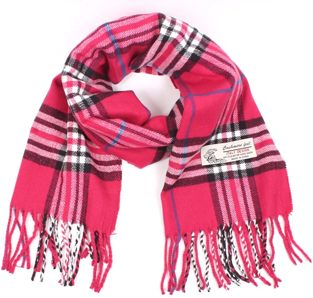 Plaid Cashmere Feel Classic Soft Luxurious Winter Scarf for Men Women