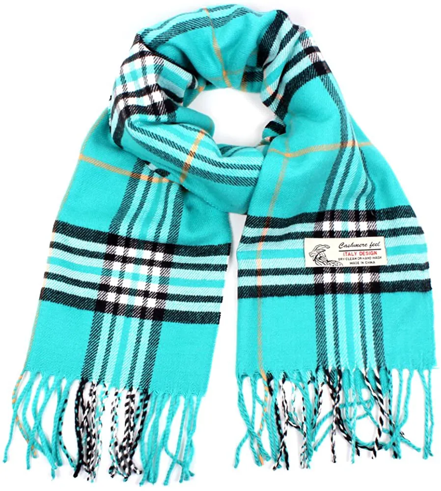 Plaid Cashmere Feel Classic Soft Luxurious Winter Scarf for Men Women