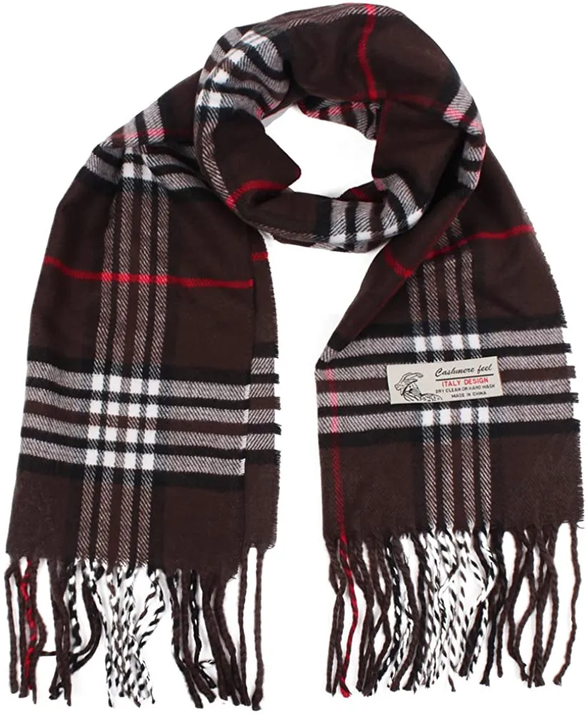 Plaid Cashmere Feel Classic Soft Luxurious Winter Scarf for Men Women