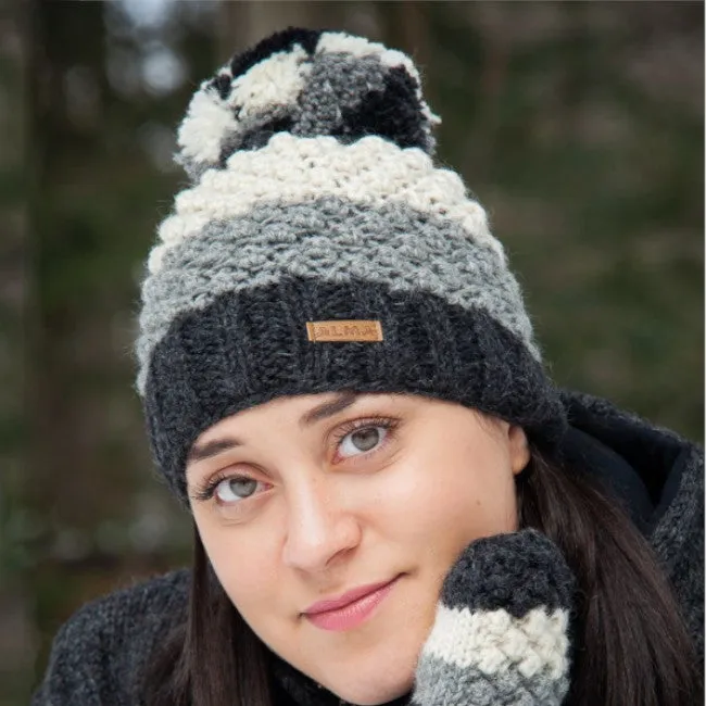 Popcorn Stripe Hat with Pompom