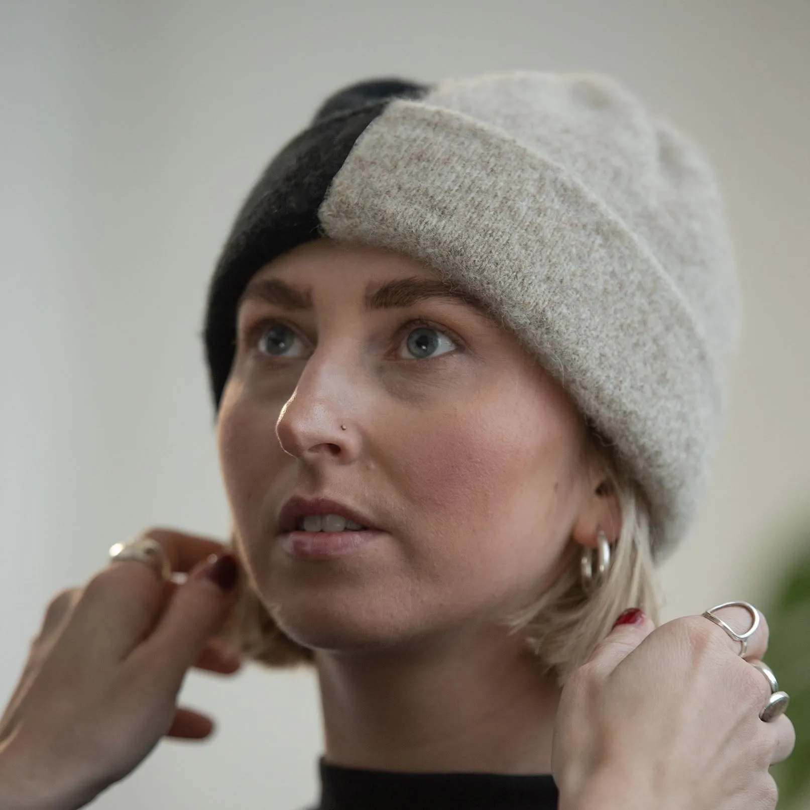 Two Tone Hat - Black and Sand