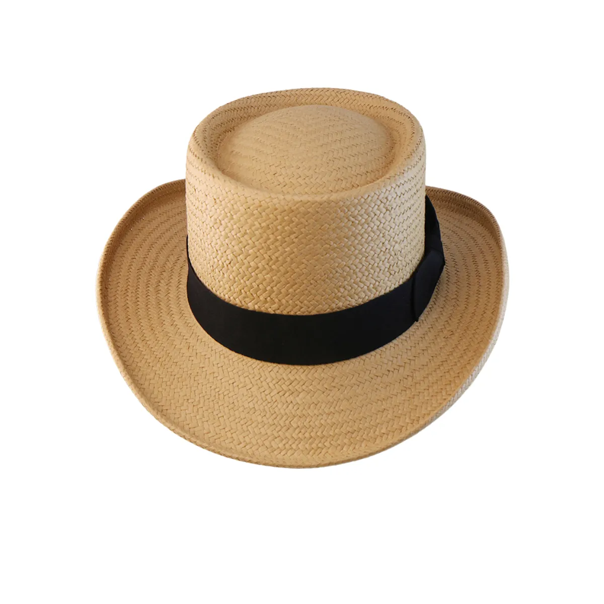 Vintage Vibe Straw Pork Pie Hat - Beige