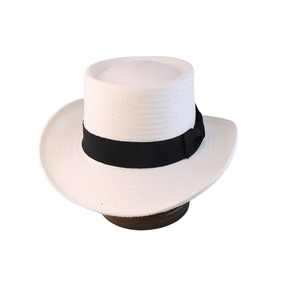 Vintage Vibe Straw Pork Pie Hat - Beige