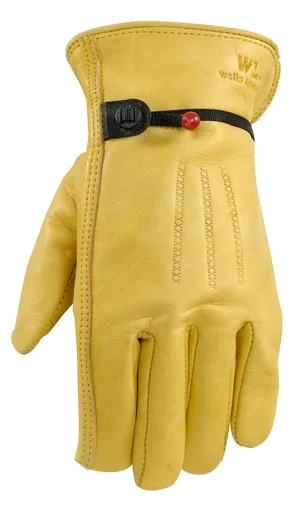 Wells Lamont 1132M Adjustable Work Gloves, Men's, M, Keystone Thumb, Cowhide Leather, Gold/Yellow :PR: QUANTITY: 1