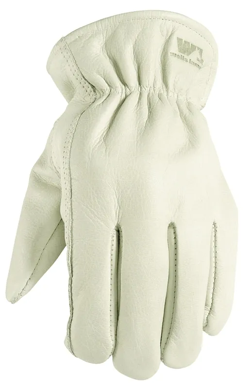 Wells Lamont 1171L Work Gloves, Men's, L, 9 to 9-1/2 in L, Keystone Thumb, Elastic Cuff, Cowhide Leather, White :PR: QUANTITY: 1