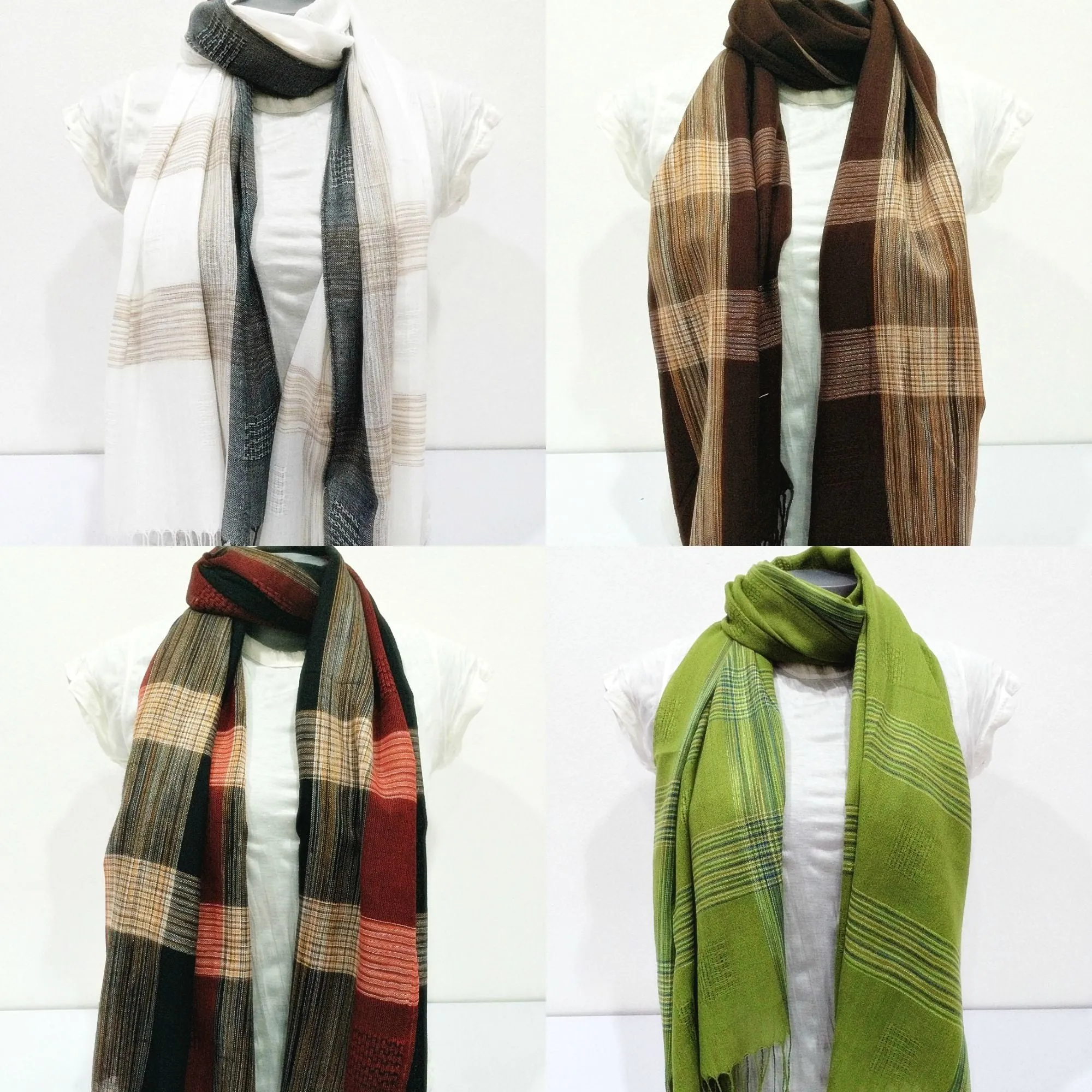 Wholesale Set of 10 Nepal Fair Trade Pashmina Scarves Shawls Plaid