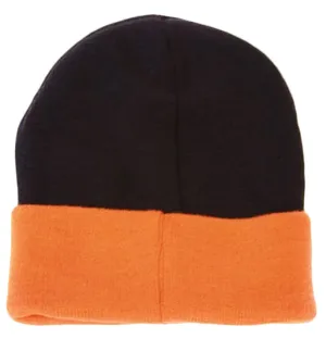 Winter Cuff Short Beanie Two Toned - Navy/Orange