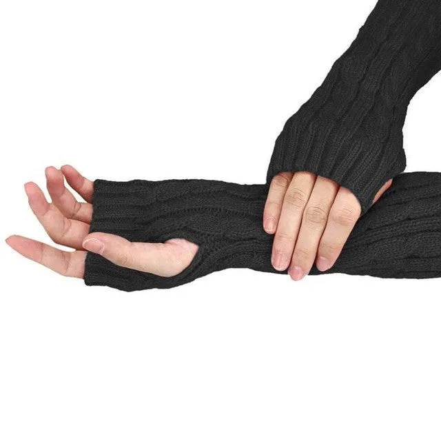 Women's Knitted Fingerless Arm Mittens